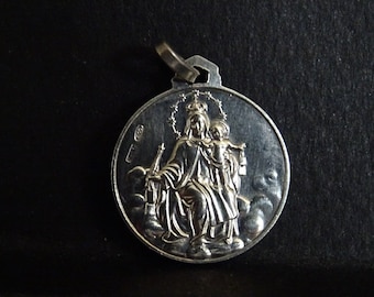 Saint Anne Mother of Blessed Child Mary Stamped .800 medal medallion pendent medaille Holy Charm P 404