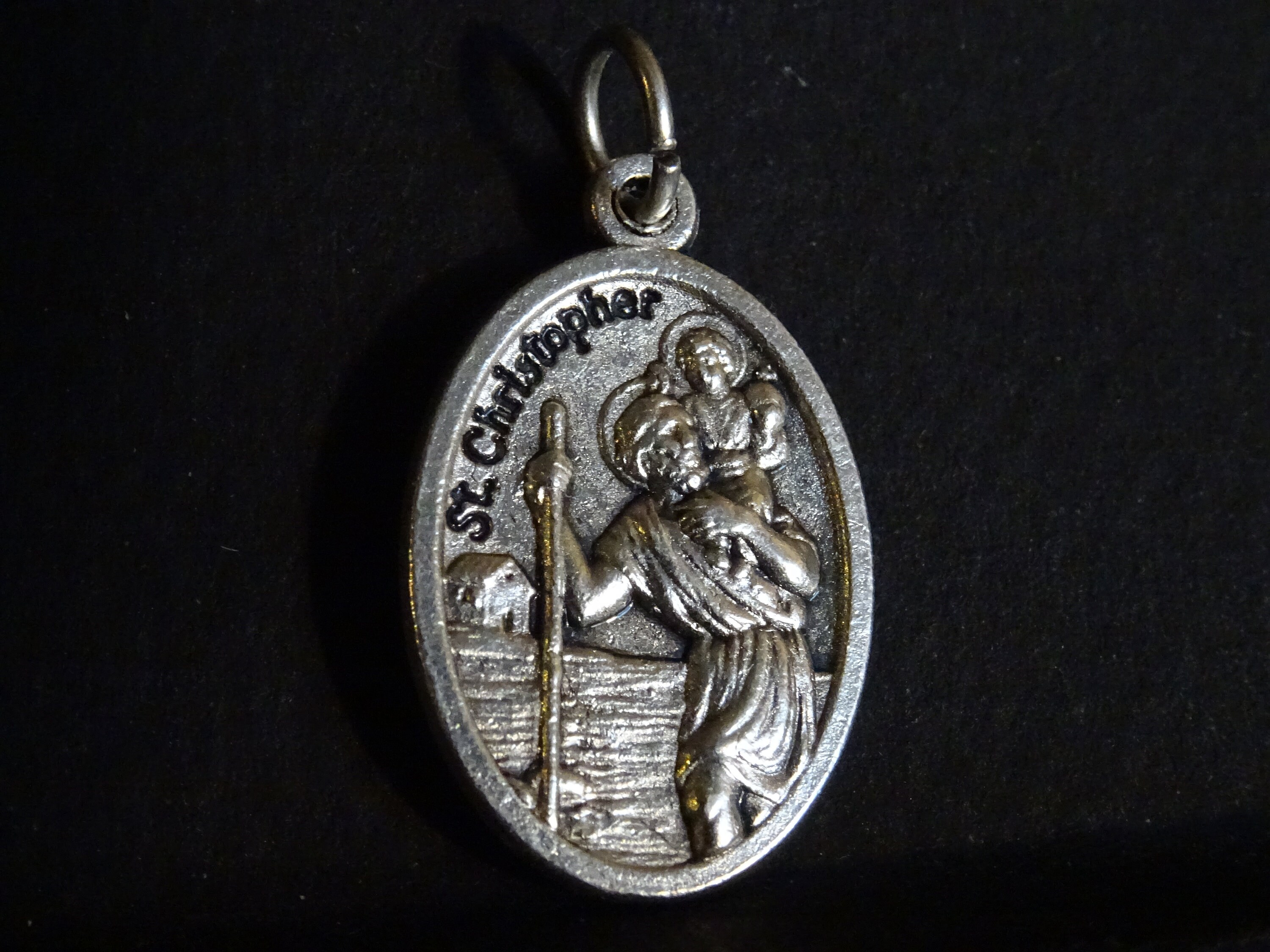 st, Christopher, Pray For Us, Médaillon d'argent Pendent Medaille Holy Charm