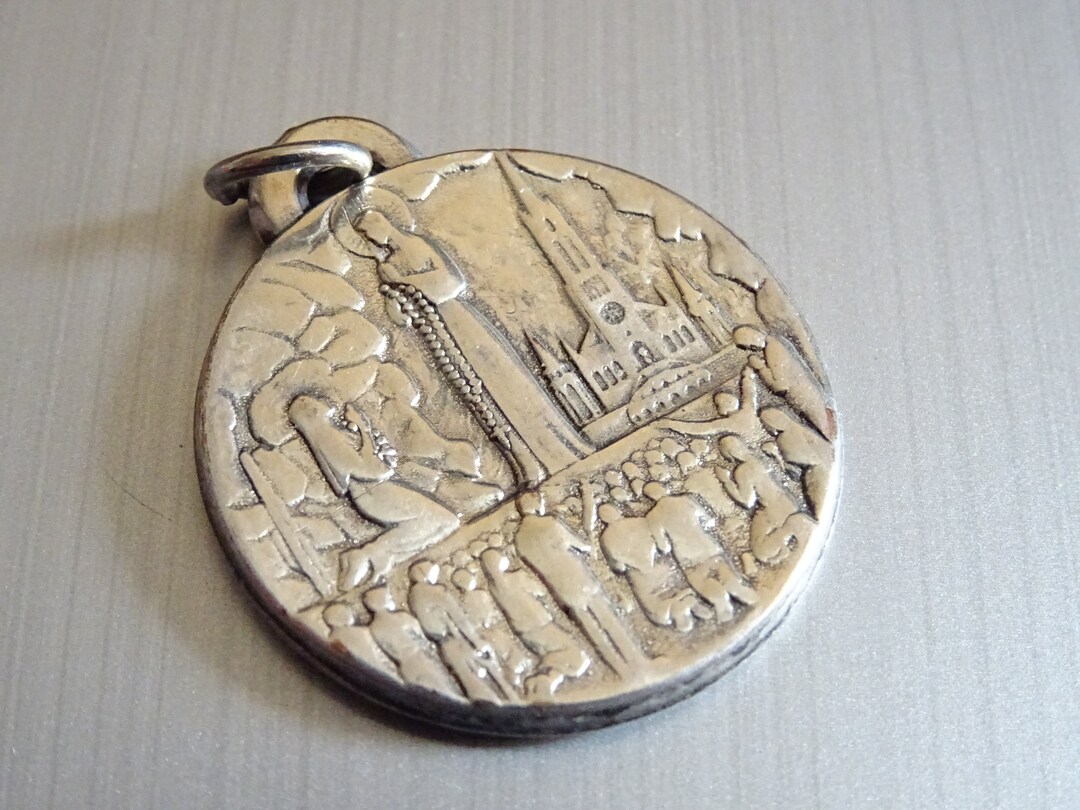 Vintage Silver Our Lady of Lourdes Medal - Holy Charm - Etsy