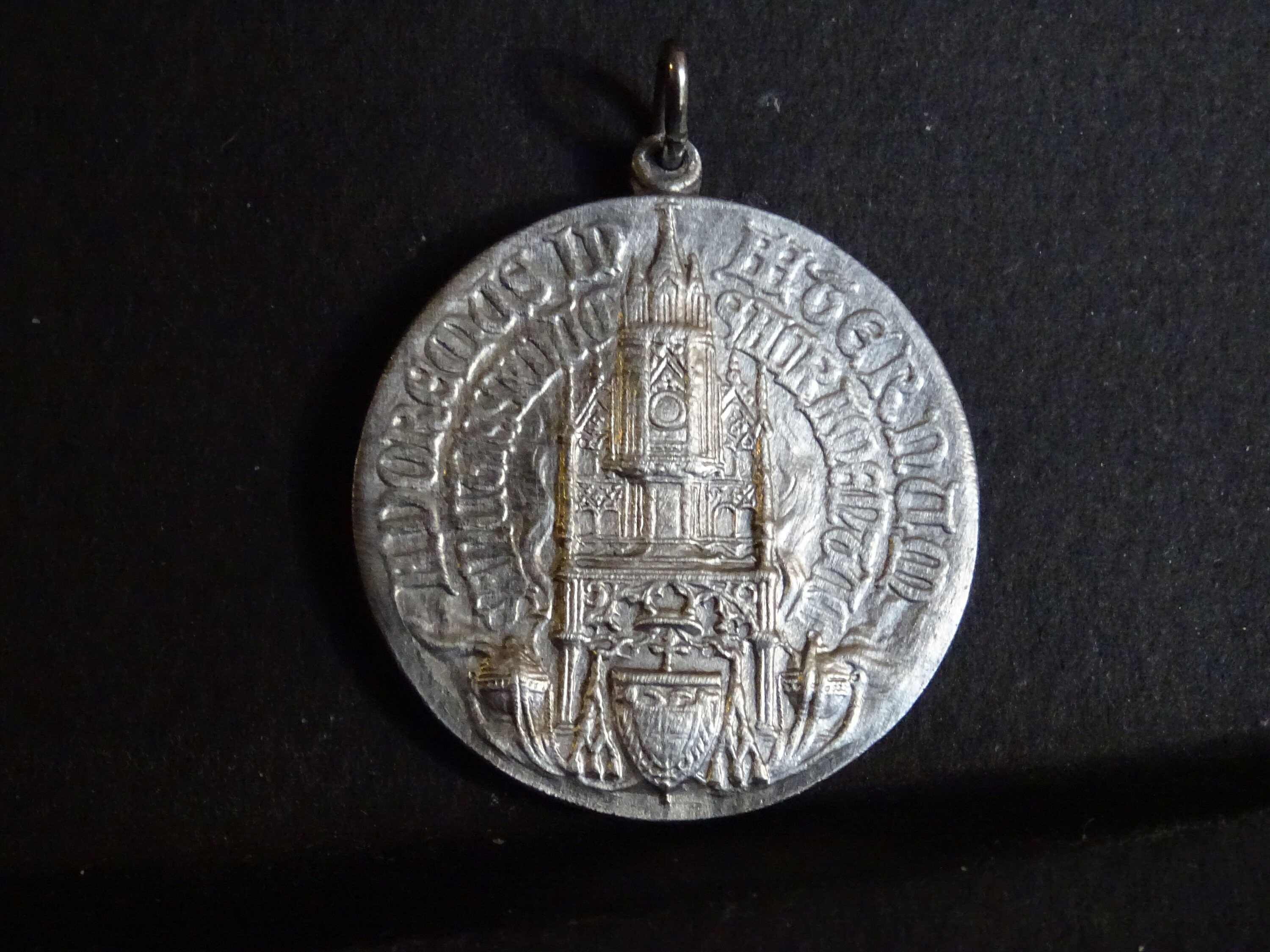 Rare Barcelona 1944 Medal Medaille Religious Vintage Holy Charm Aluminium