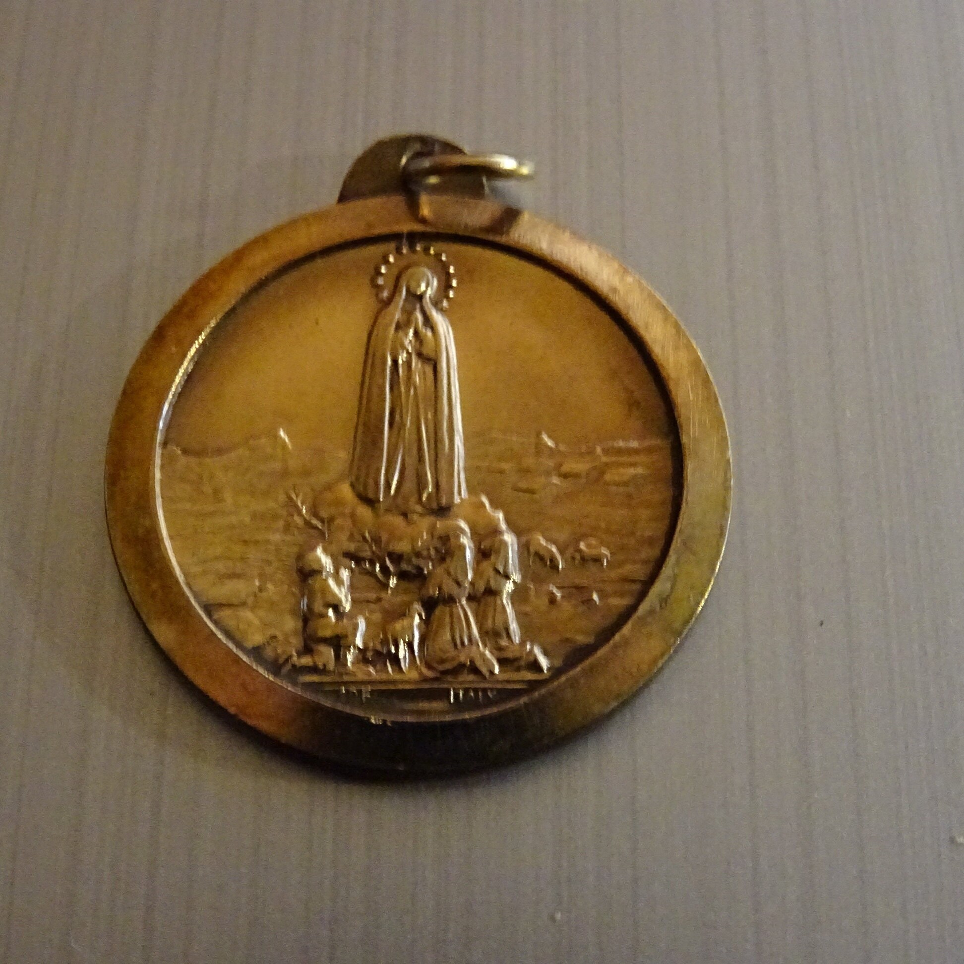 Notre-Dame de Fatima Corazón Inmaculado Triunfará . Vintage Religieux Français Pendentif Médaillon S