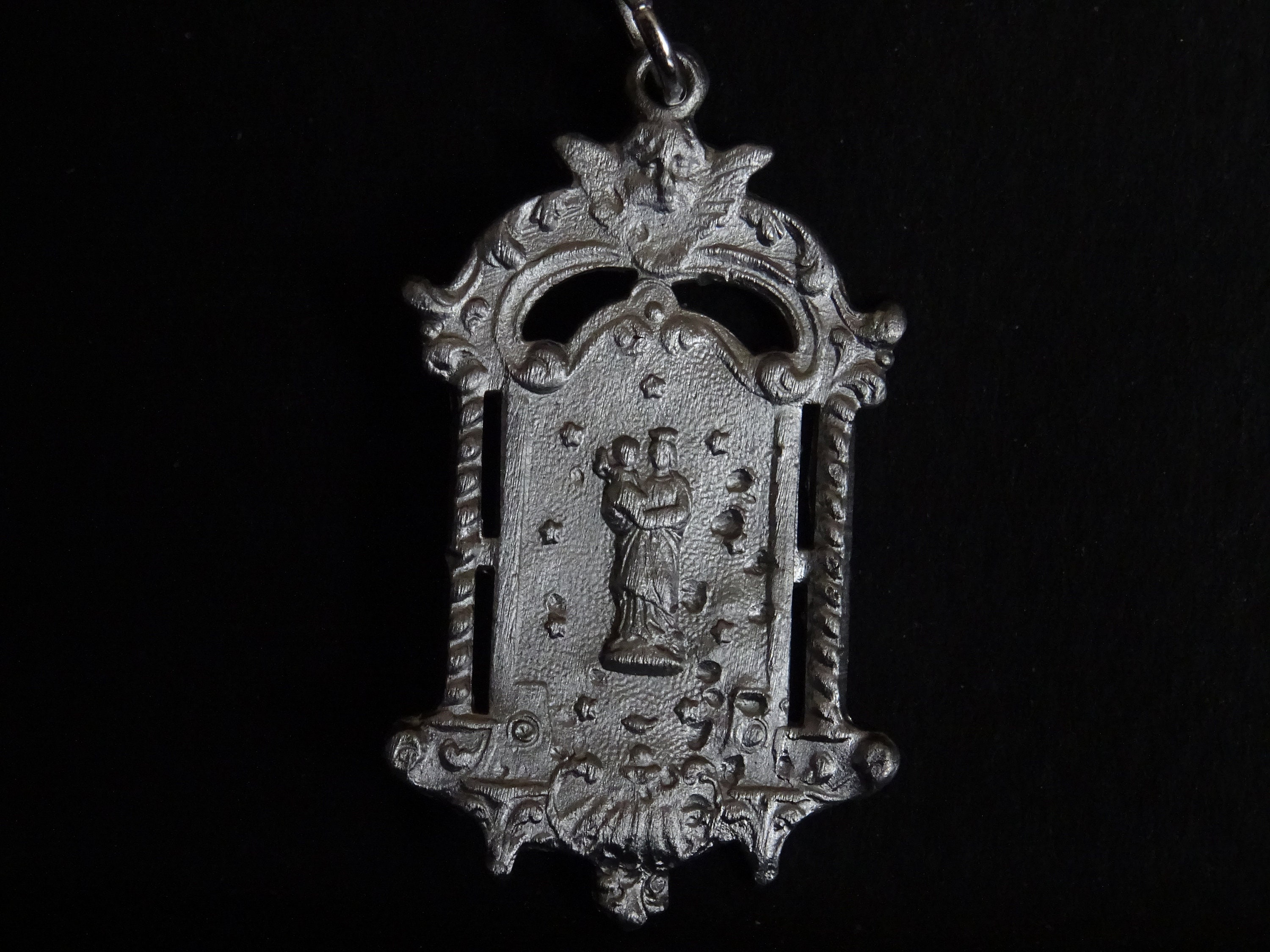 Our Lady of France  Antique Pendent Medal Madallion medaille French P 104