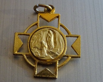 Vintage Our Lady of Lourdes Medallion: Gold & Silver Holy Charm - Etsy