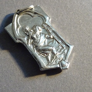 St. Christopher St Anne. Religious Medal Catholic Holy Charm Medallion Pendant T 473