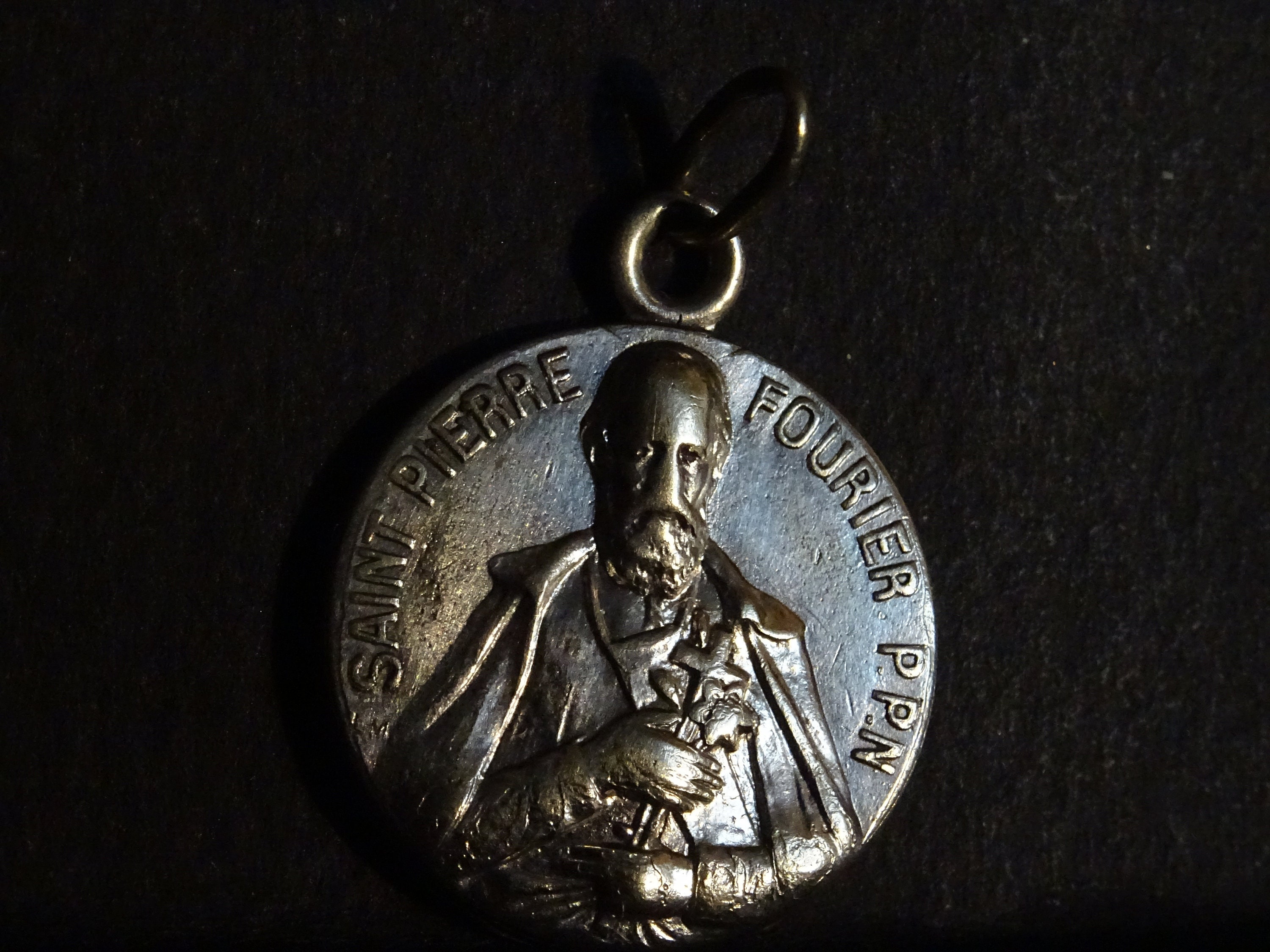 Saint Pierre Fourier Mattaincourt Pendentif Vintage en Argent Saint Charme Médaillon