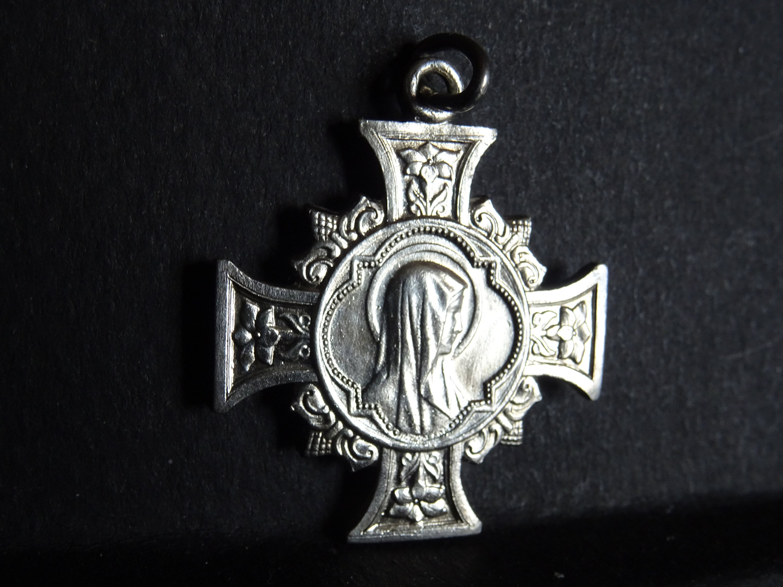 Français Silver Medaille Croix Vierge Marie