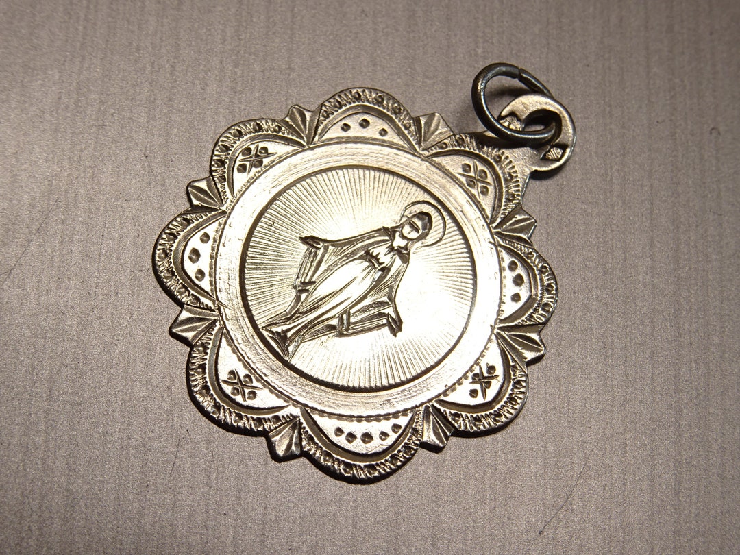 Antique Our Lady of Grace Silver Charm Medal