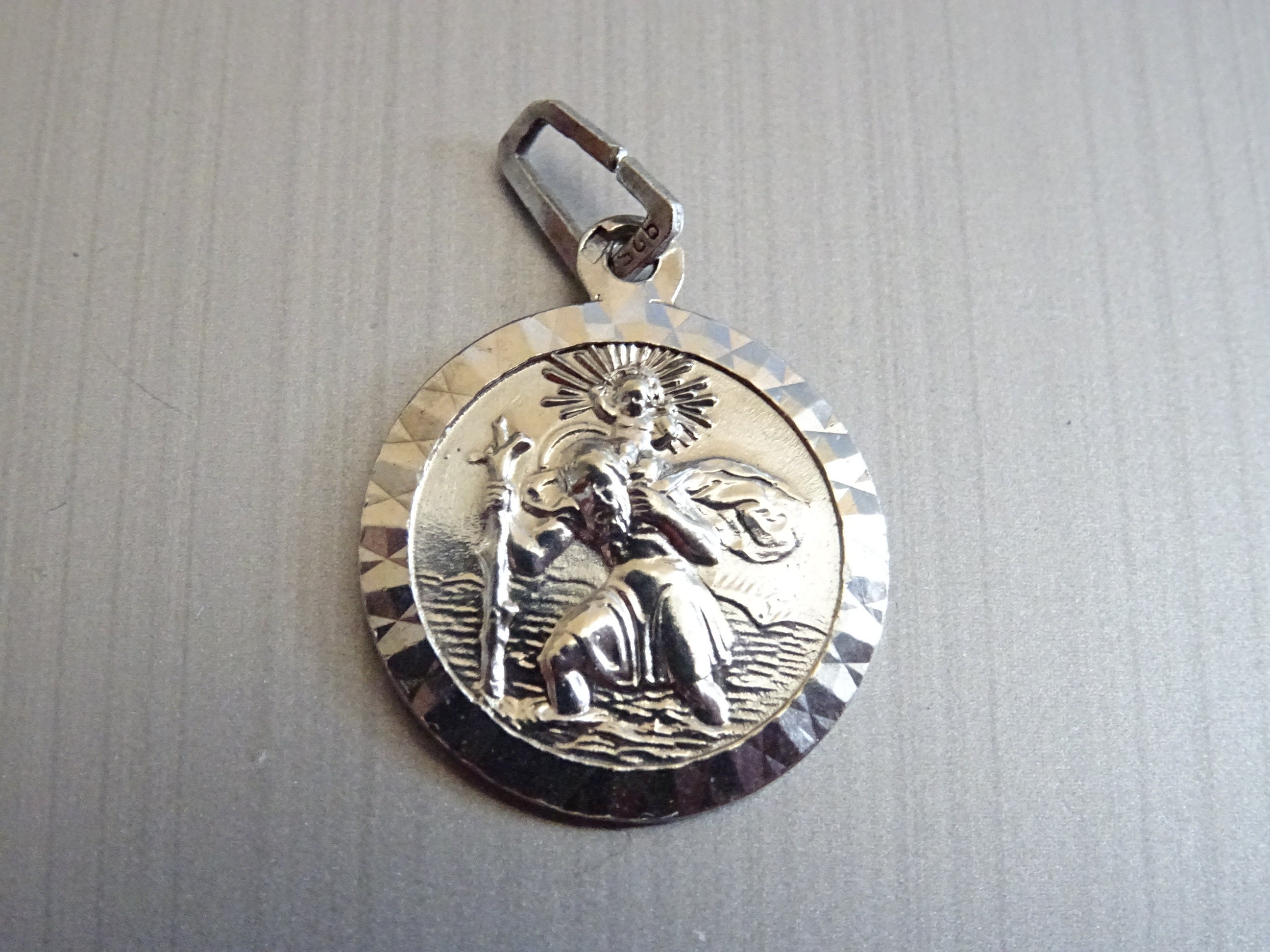 st. Christopher Bevelled Edge. Médaille Médaillon Pendente Saint Charme B 282