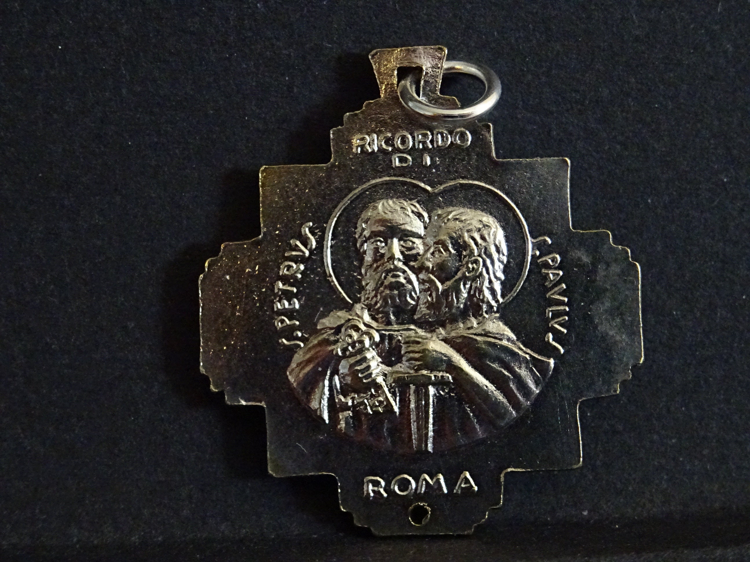 Saint Pierre Saint-Paul. 4 Way Cross Roma. Vintage Médaille Religieuse Antique Catholique Saint Char