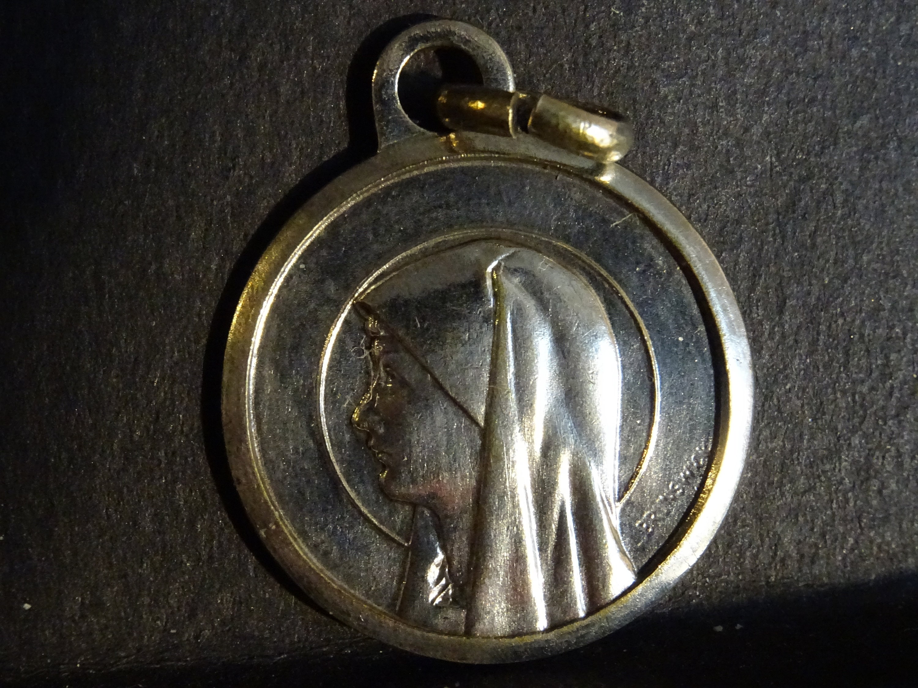 Vierge Marie Signé Antique Religieux Français Pendentif. Médaillon Pendent Medaille Holy Charm