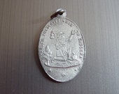 St Hubert patron of Hunting and Saint Roch patron of Dogs. Antique Religious French Pendant. medal medallion medaille Holy Charm P 488