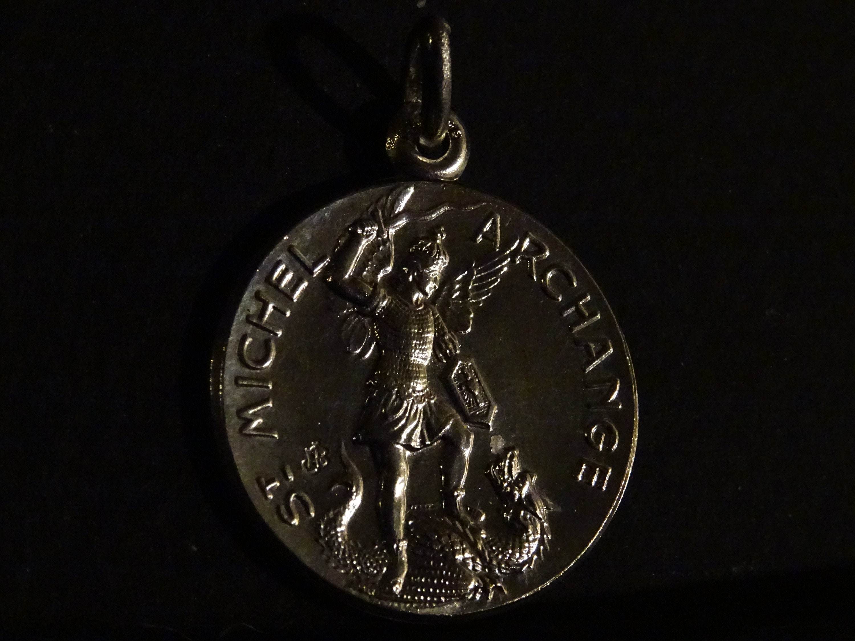 Vintage St Michel Patron Saint Parachutiste Air Force Medaille Médaille d'argent