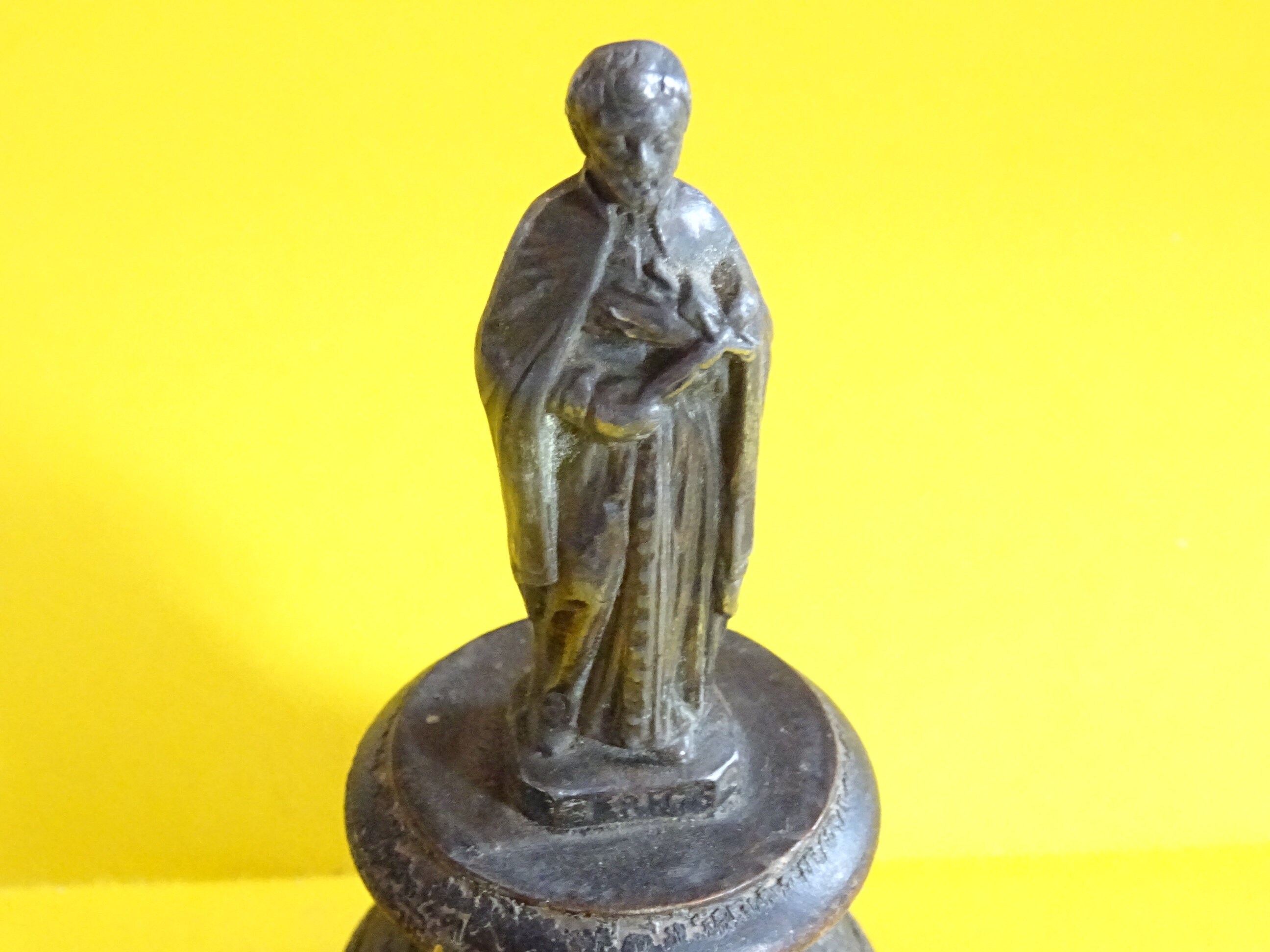 Vintage Medaille Saint-François Xavier. Sanctuaire Statue Voyage Autel sur Socle en Bois P 873