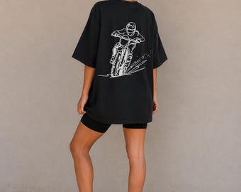Custom Fine Line Dirt Bike Graphic Tee | Name and Number Motocross Shirt | Track Day Shirt | Biker Mom Style | Race Day Outfit