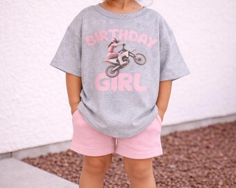 Toddler Moto Birthday Girl Shirt | Custom Birthday Outfit | Motocross Birthday Tee | Dirt Bike Party Shirt | Personalized Name Shirt
