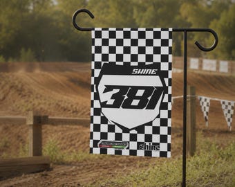 Custom Motocross Garden Flag | Personalized Number Plate with Name & Number | Custom Sponsors | Race Pit Flag | Dirt Bike Gift