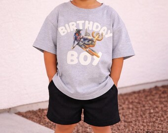 Toddler Moto Birthday Boy Shirt | Custom Birthday Outfit | Motocross Birthday Tee | Dirt Bike Party Shirt | Personalized Name Birthday Shirt
