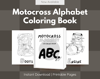 Motocross Alphabet Coloring Book — Digital Download PDF