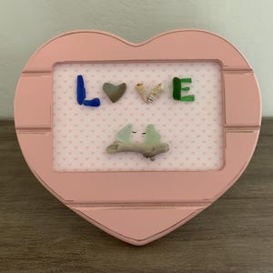 sea glass love, sea glass birds, anniversary gift, sea glass wedding gift