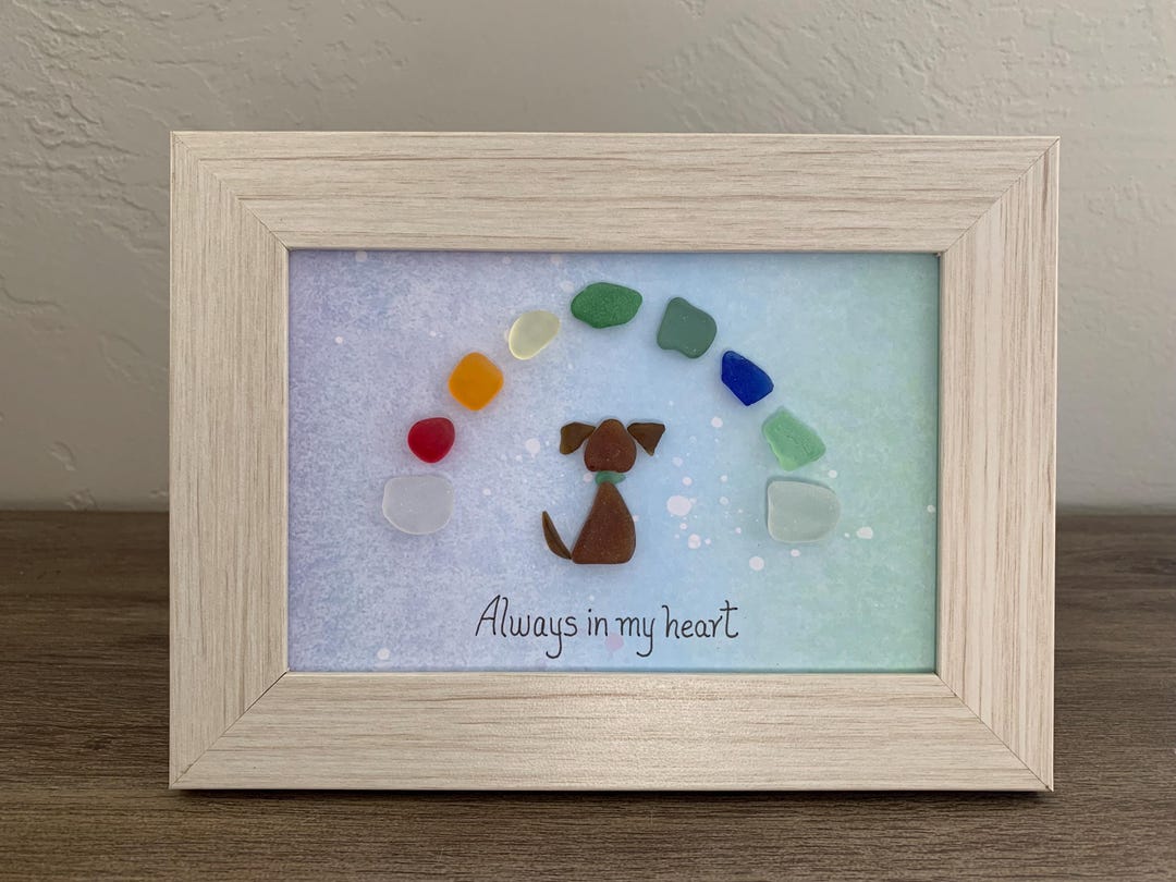 Sea Glass Dog Memorial Art; Rainbow Bridge Pet Loss Gift - Etsy