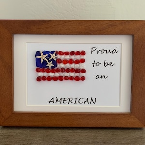 Sea Glass American Flag Art: Coastal Patriotic Decor
