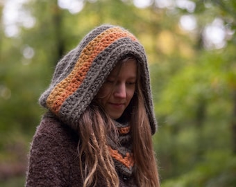 Gefion hooded cowl hoodlet by LumenMandala - crochet pattern PDF