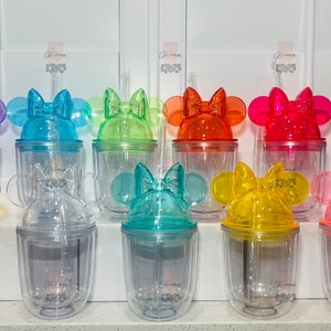 12 oz Mouse Bow Ears Acrylic Round Tumbler