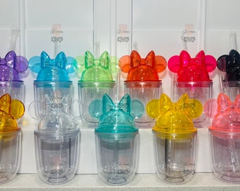12 oz Mouse Bow Ears Acrylic Round Tumbler