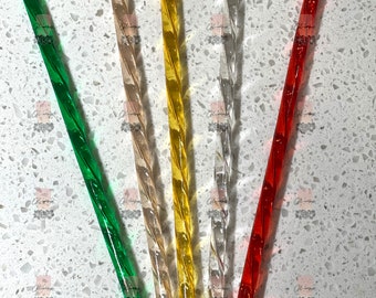 8" Swirl Crystal Straws