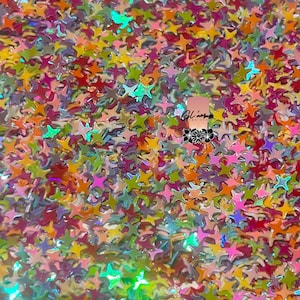 Four Point Star Shape Multi-Colored Glitter