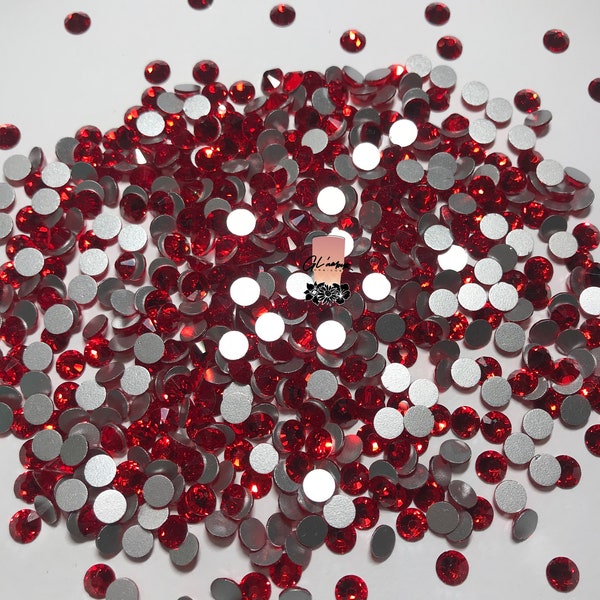 Red Crystal Glass Flat Back Rhinestones - 1440pcs per bag