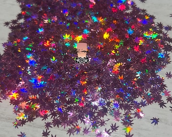 Pink Holographic Marijuana Shape Chunky Glitter