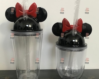 Mouse Red Bow Ears Acrylic Tumbler