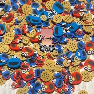 Elmo and Cookie Monster Mix Polymer Slices - 5mm and 10mm