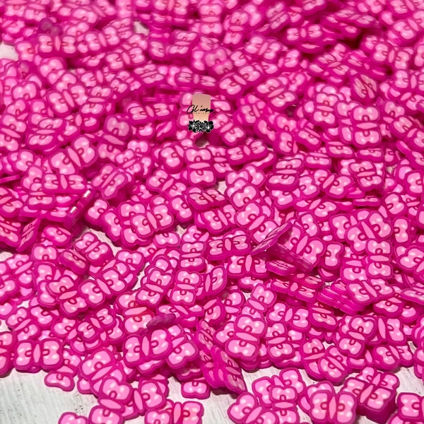 Hot Pink Bow Polymer Slices - 5mm Small