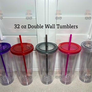 32 oz Tumbler - Hot or Cold - w/ Stainless Steel Straw — 1000