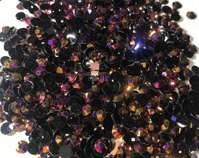 AB Black Rose Gold Flat Back Resin Rhinestones - 1000 Pcs - Etsy