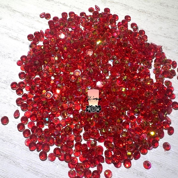 AB Transparent Red Flat Back Resin Rhinestones - 1000 pcs