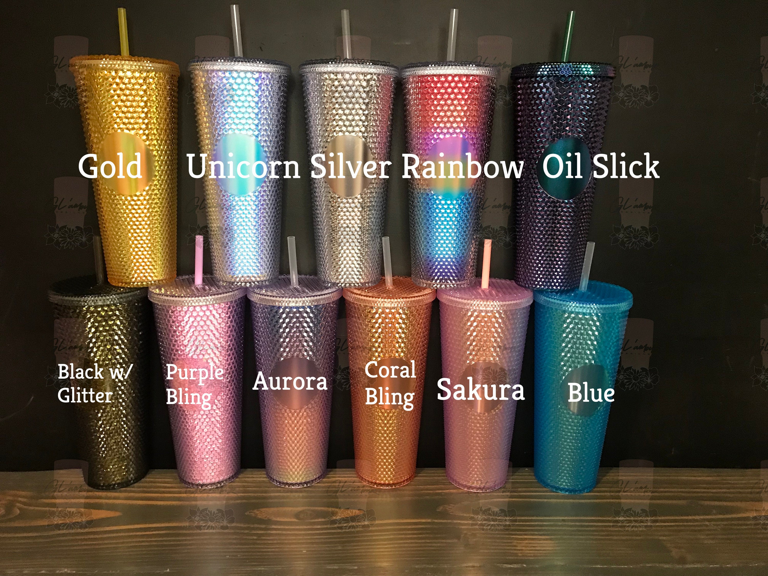 24oz Acrylic , rhinestone filled L.V. glitter Tumbler