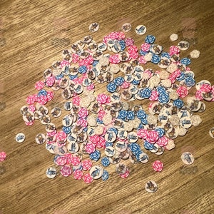 Blue and Orange Dogs Flower Mix Polymer Clay Slices - 5mm Small