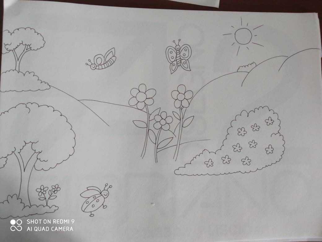 Spring drawing to print and color | Etsy