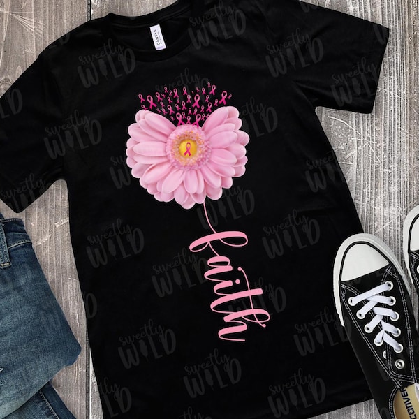 Png Files - Png Designs - Png Downloads - Sublimation - Breast Cancer Awareness Png - Faith Shirt Png - Pink Daisy - Pink Ribbons