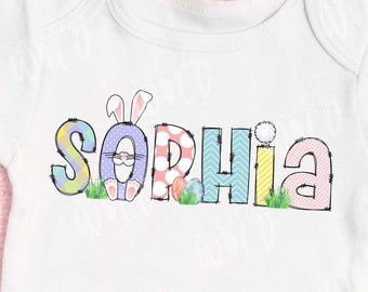 PNG - Custom Easter Name - Sublimation Design - Easter Bunny Design - Custom Download - Personalized Sublimation - Girl or Boy design -