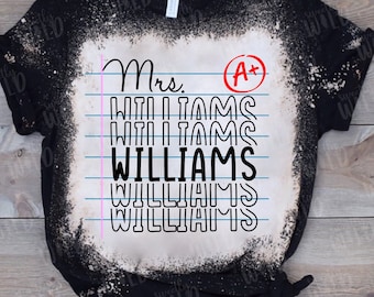 PNG Custom Teacher Name - Sublimation Design -  Notebook Paper Design - Teacher Gift - Custom Download - Personalized  Sublimation - School