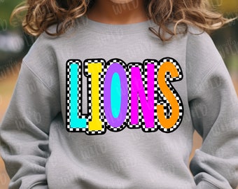 PNG - Custom Neon Checkered Letter Mascot Shirt - Custom School Mascot design - School Shirt - Sublimation DTF Design - School Team Mascot