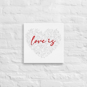 CANVAS WALL ART - Love is 1 Corinthians 13 - Love is Patient - Love is Kind - Bible Verse Canvas - 12 inch x 12 inch - 16 inch x 16 inch