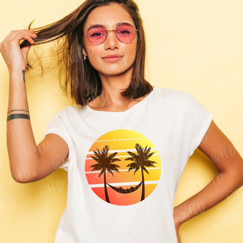 PNG Palm Tree and Hammock Sublimation Design Smiley Face Etsy