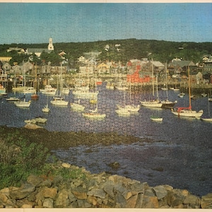 Vintage 1980s Milton Bradley MB Magnum 3000 pc. puzzle #4550-7 &quot;Rockport Harbor, Rockport, Massachusetts&quot; - missing 1x piece