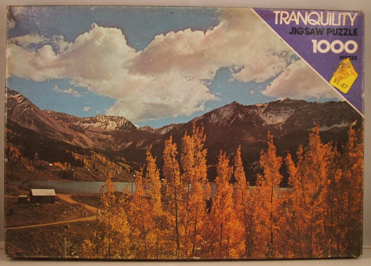 Vintage © 1978 MB Tranquility 1000 Pc. Puzzle #4878-20 "mountain ...