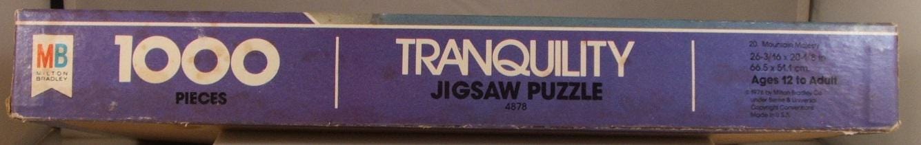 Vintage © 1978 MB Tranquility 1000 Pc. Puzzle #4878-20 "mountain ...